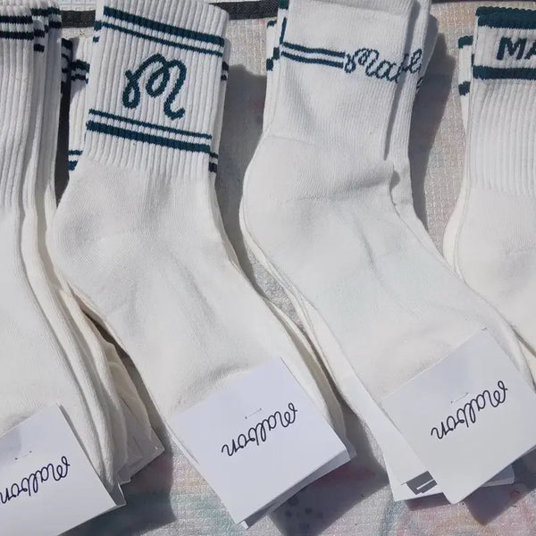 [BUNJANG] Malbon Golf Socks (White, 6 Pairs) / 말본 골프 양말 화이트 6켤레