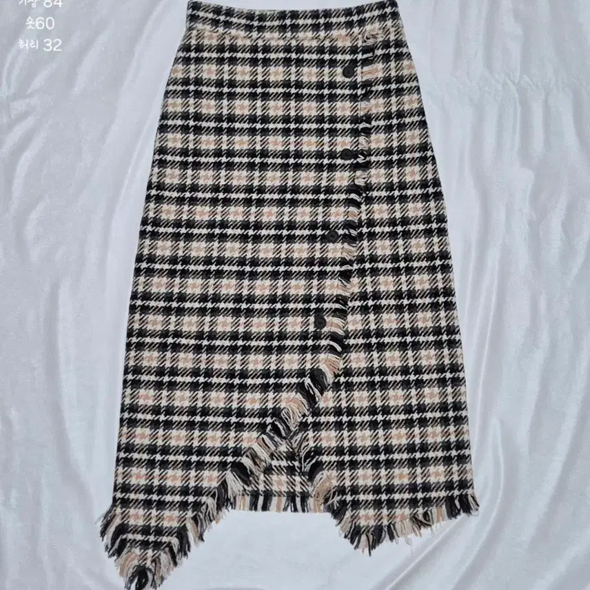 [BUNJANG] Vintage Check Pattern Long Skirt / 교환 빈티지 체크 패턴 롱 스커트 베이지 (하객룩 피로연 상견례 원피스