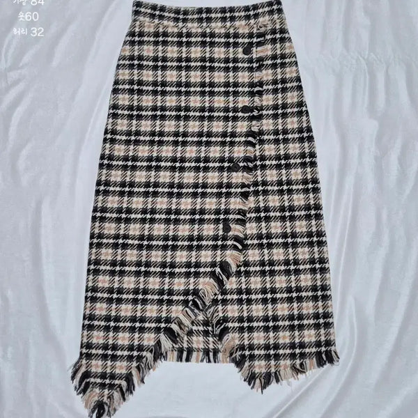 [BUNJANG] Vintage Check Pattern Long Skirt / 교환 빈티지 체크 패턴 롱 스커트 베이지 (하객룩 피로연 상견례 원피스