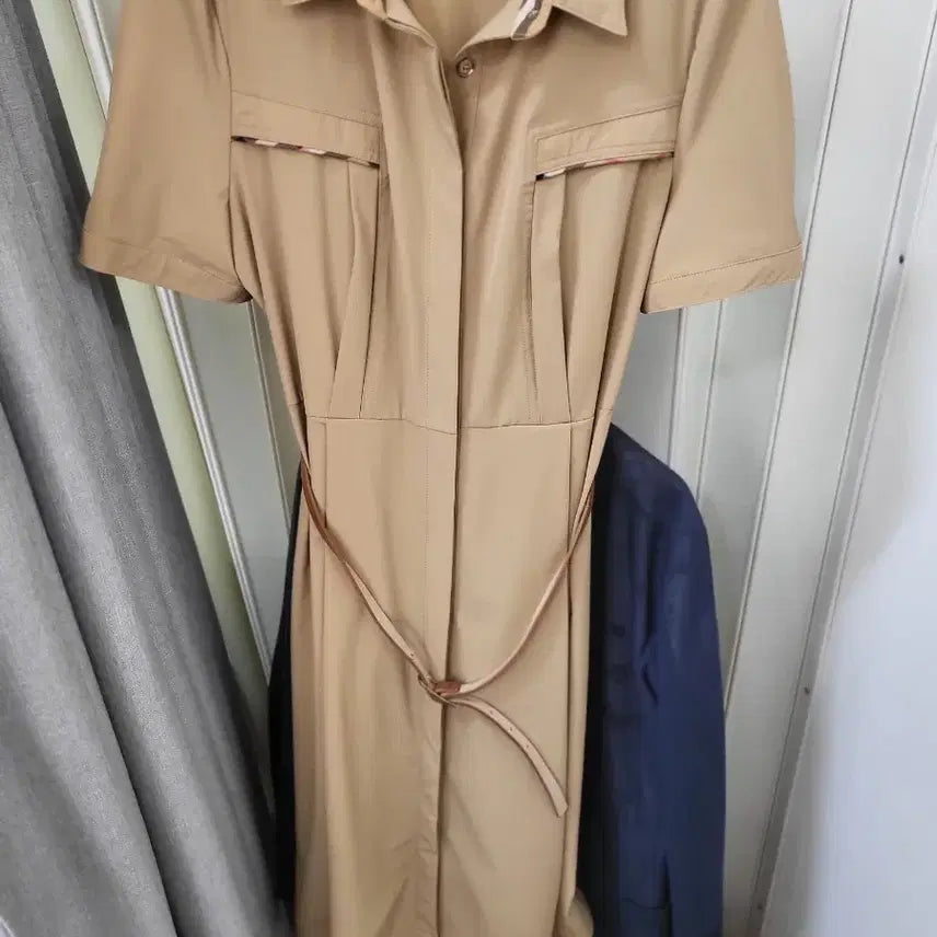[BUNJANG] Check Trench Dress Beige / 체크 트렌치 원피스 베이지