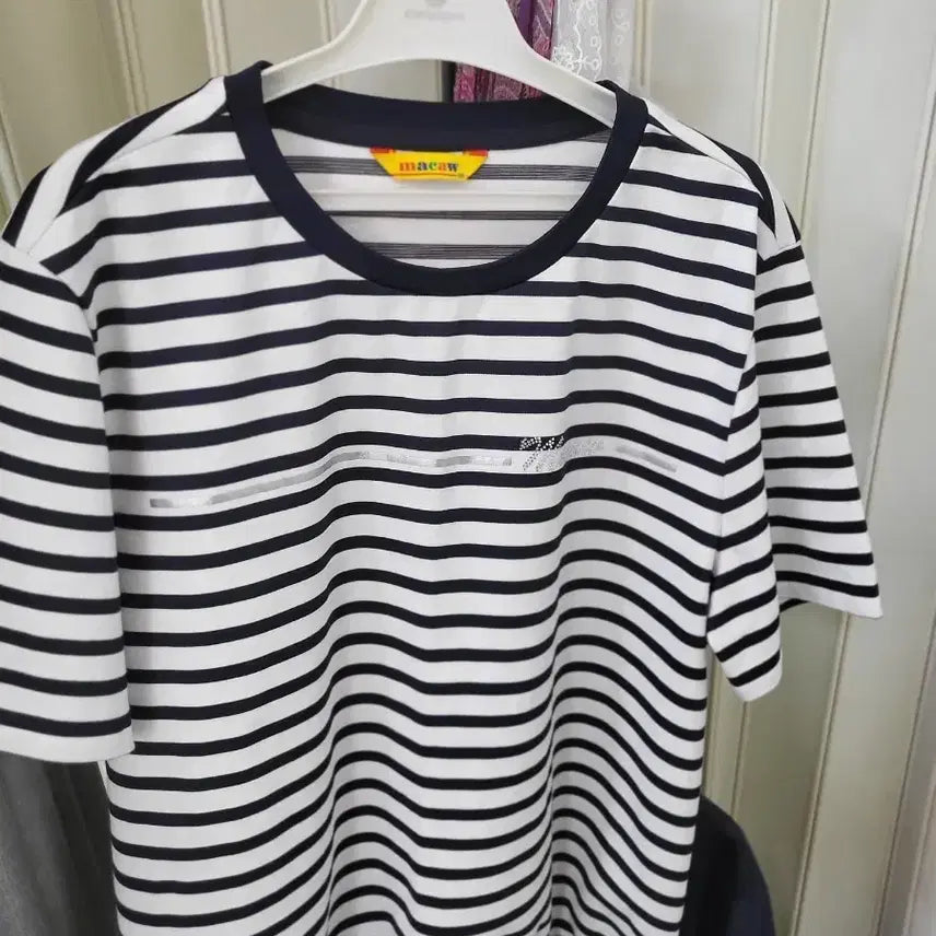 [BUNJANG] Macoal Striped Short-Sleeve T-Shirt / 마코알 단가라 반팔티