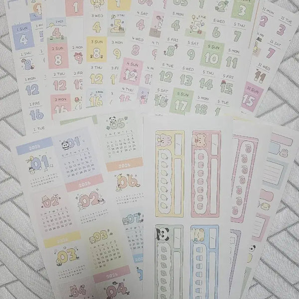 [BUNJANG] 2026 Calendar Date Stickers (12 Months + Deco Stickers) / 다꾸 날짜 스티커 2026년(12개월+꾸미기 스티커)