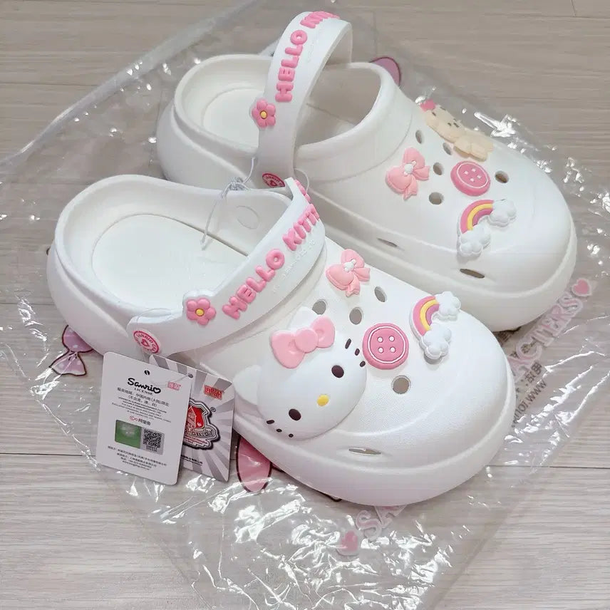 [BUNJANG] Sanrio Hello Kitty Crocs Slippers Sandals White / (새상품) 키티 크록스 슬리퍼 샌들 화이트 장마 물놀이