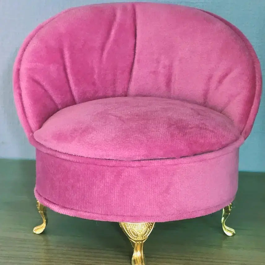 [BUNJANG] Velvet Chair-Shaped Accessory Box with Mirror / 의자모양 인형소품겸 악세사리함