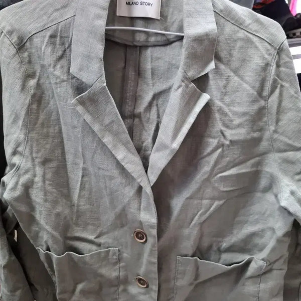 [BUNJANG] Milano Story Linen Jacket Khaki Size 77 / 밀라노 스토리 린넨 자켓 카키. 77.