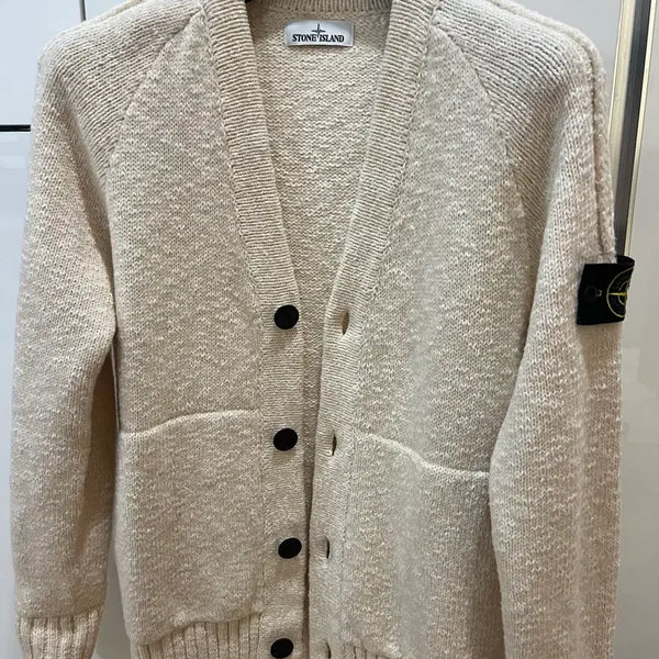 [BUNJANG] Stone Island Ivory Zip-Up Cardigan (M / 100-105) / 스톤아일랜드 아이보리 집업가디건 100~105 (새상품급)