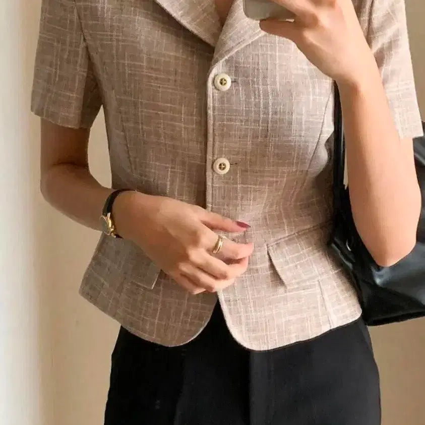 [BUNJANG] Le Masterpiece Linen Blend Tweed Short Jacket / le masterpiece  반팔자켓