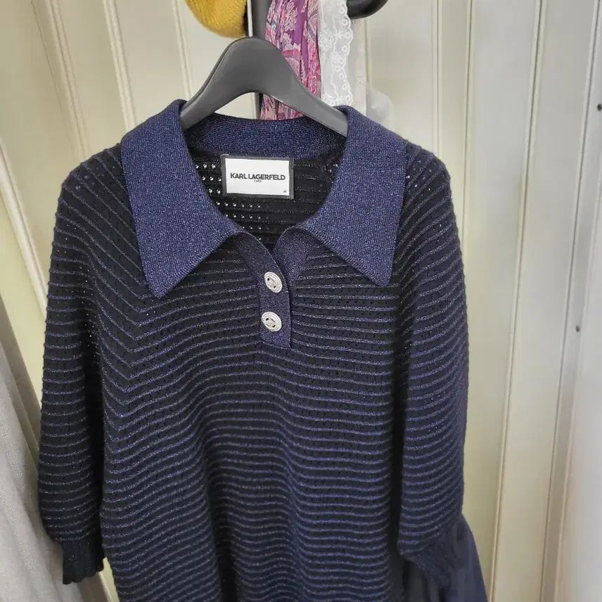 [BUNJANG] Karl Lagerfeld Striped Knit Sweater / 칼 라거펠트 스트라이프 니트