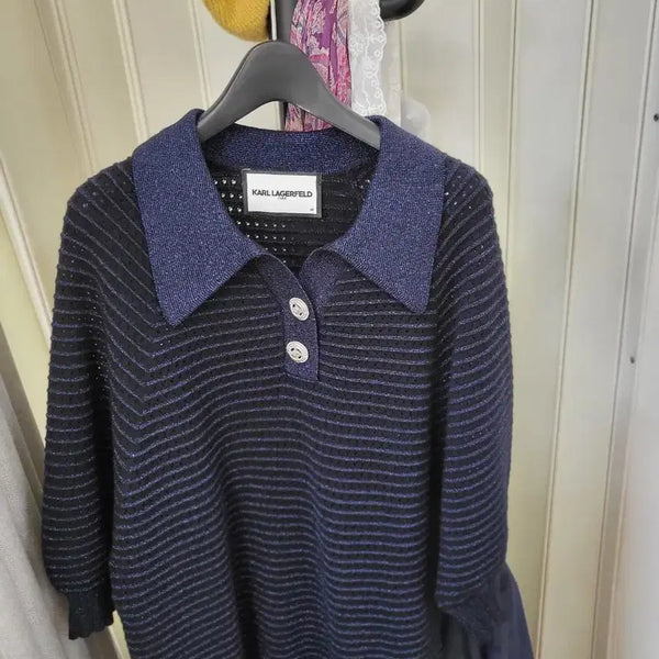 [BUNJANG] Karl Lagerfeld Striped Knit Sweater / 칼 라거펠트 스트라이프 니트