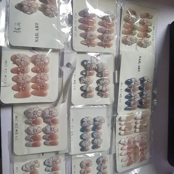 [BUNJANG] Floral Nail Tips Set / 꽃 네일팁