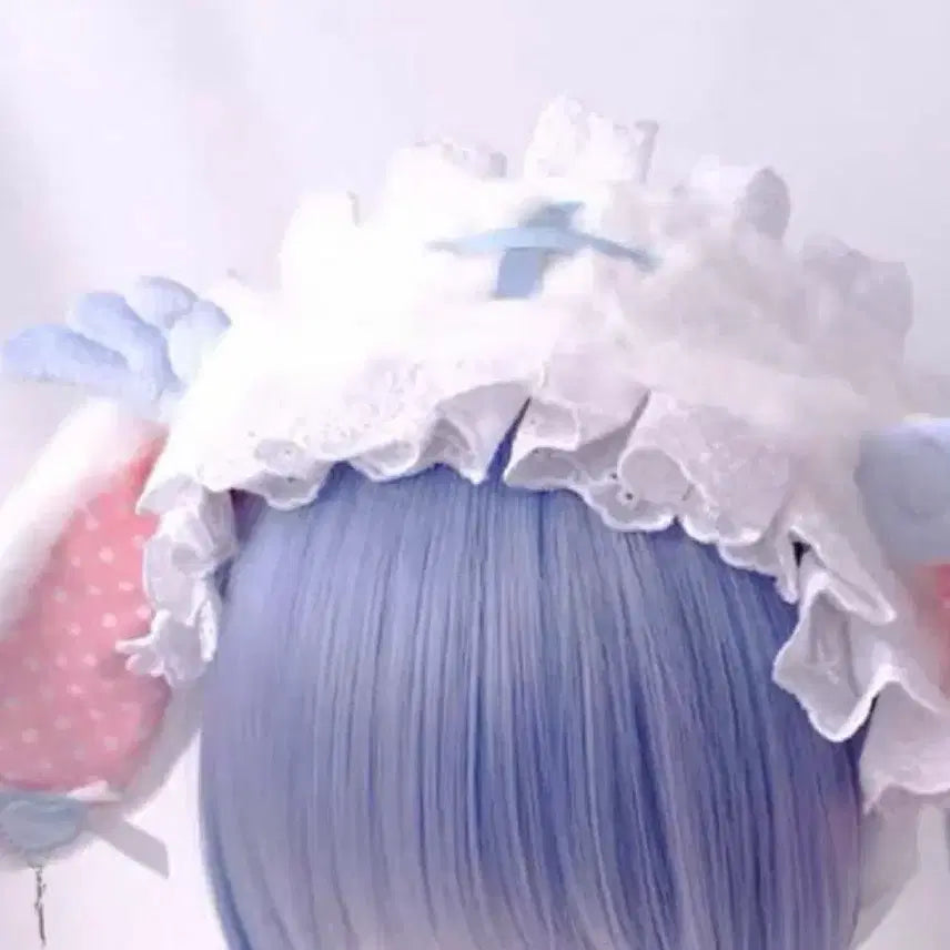 [BUNJANG] Blue Nurse Cosplay Costume with Headband - Size M / 파란 간호사복 코스프레 m, 머리 레이스 소품 헤드드레스 판매