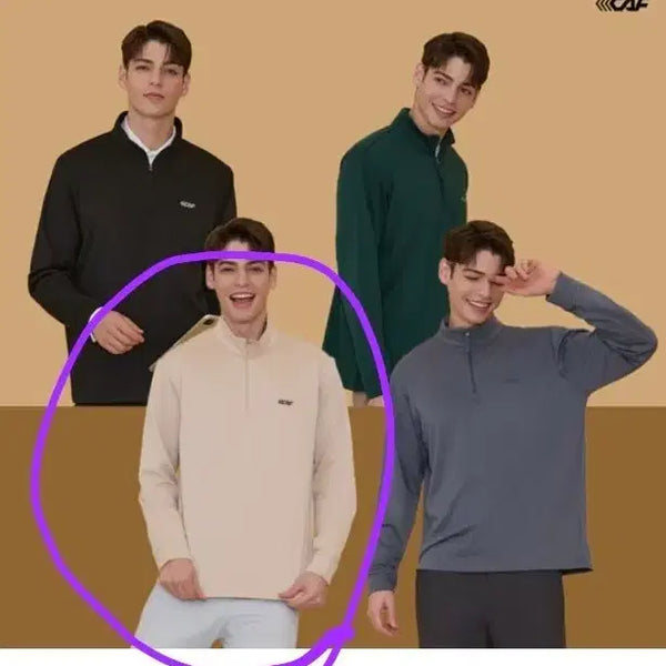 [BUNJANG] Lecaf Men's Long Sleeve Half-Zip Pullover Beige / 르까프  남성 긴팔 하프집업  베이지