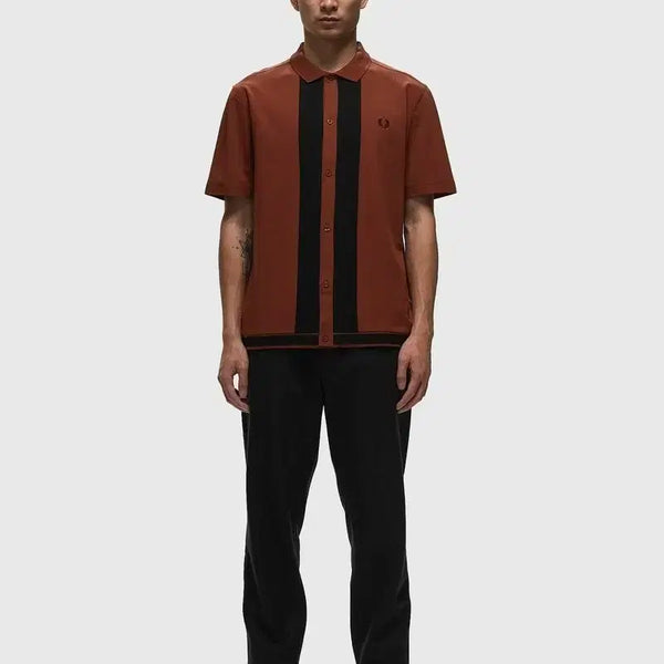 [BUNJANG] Fred Perry Panel Polo Shirt - Whiskey Brown / 남자 남성L 100~105 - 프레드페리 패널폴로셔츠- 여름 반팔카라셔츠