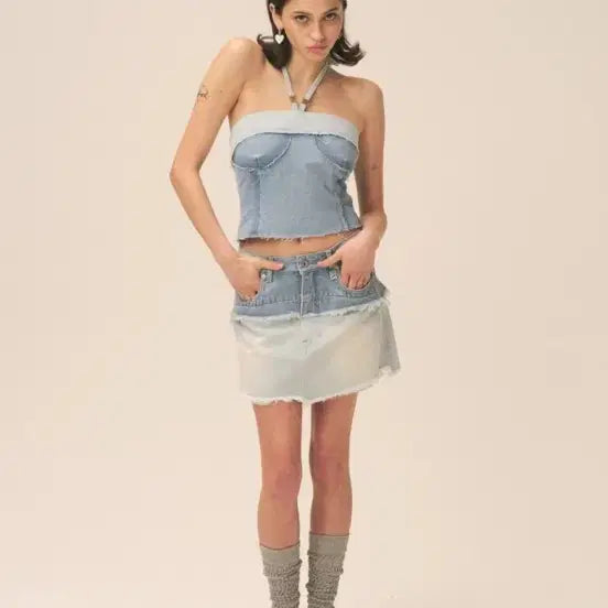 [BUNJANG] Glony Denim Bustier (Size M) / 글로니 데님 뷔스티에(M사이즈)