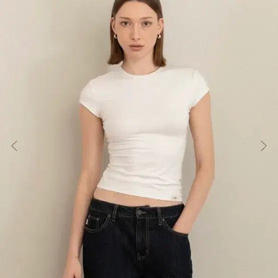[BUNJANG] Glowny Slim Tee White / [S] 글로니 slim tee white