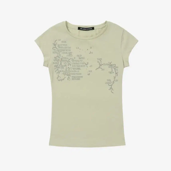 [BUNJANG] Wellbeing Express Message Vine Half Sleeve T-Shirt Mint S / 웰빙익스프레스 Message Vine Half Sleeve Mint S