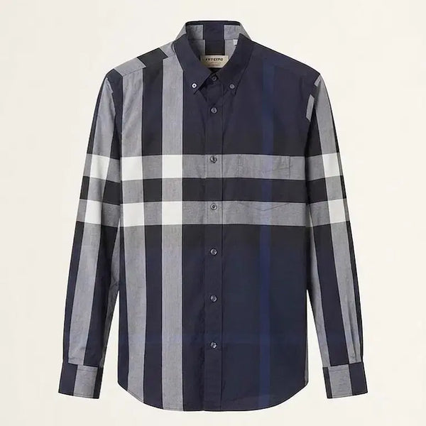 [BUNJANG] Burberry Navy Check Shirt Men's 95 / 버버리 체크셔츠/남95