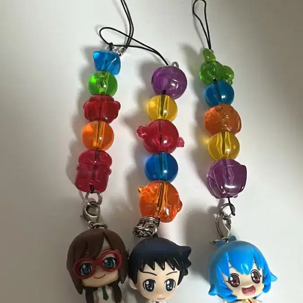[BUNJANG] Evangelion Classic Beaded Keychain 3-Set / 에반게리온 고전 비즈키링 3종 세트