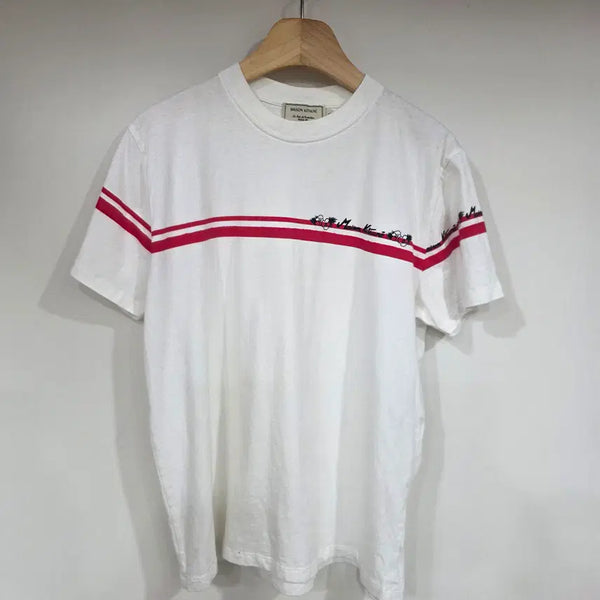 [BUNJANG] Maison Kitsuné White Stripe Short Sleeve T-Shirt / 메종키츠네 화이트 스트라이프 반팔티