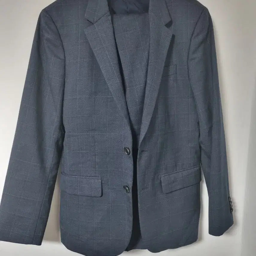 [BUNJANG] Navy Check Pattern Men's Suit Set / 체크 패턴 남자 정장 네이비95/32