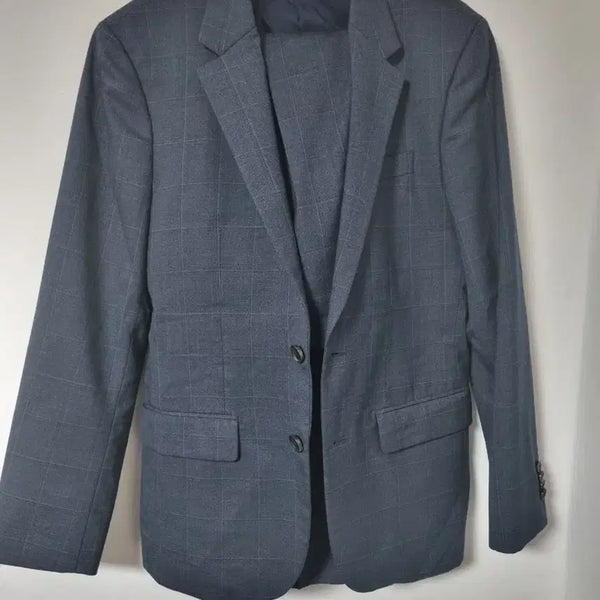 [BUNJANG] Navy Check Pattern Men's Suit Set / 체크 패턴 남자 정장 네이비95/32