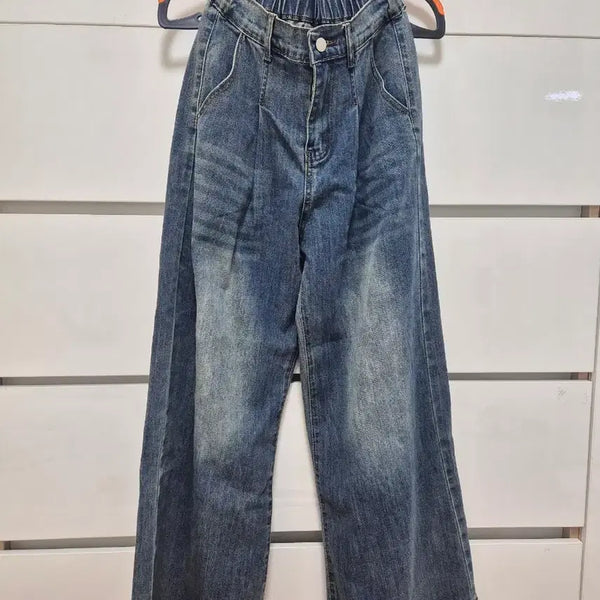 [BUNJANG] Women's Thin Spandex Washed Wide-Leg Jeans (New) / 여성복 얇은 스판통 워싱 청바지 새상품