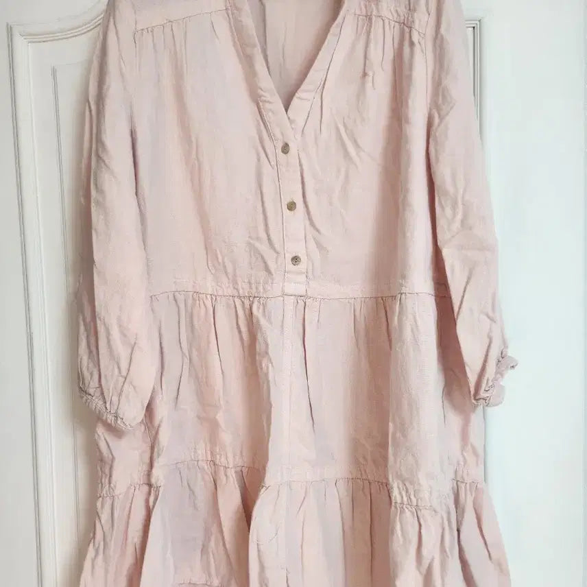 [BUNJANG] Zara Frilled Mini Shirt Dress Pink / 자라 셔츠 미니원피스 핑크