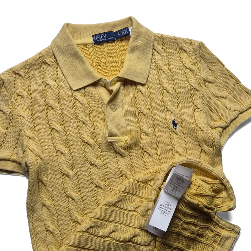 [BUNJANG] Polo Ralph Lauren Slim-Fit Half Cable Knit - Yellow, Size S / [3일간 20%할인] [S] 폴로 랄프로렌 슬림핏 하프 케이블니트