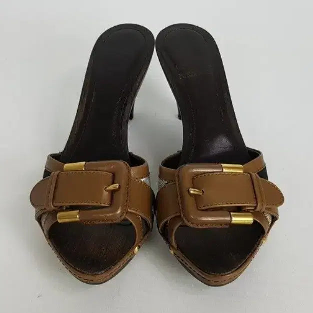 [BUNJANG] Burberry Check Wood Mules / (정품)버버리 체크 우드 뮬
