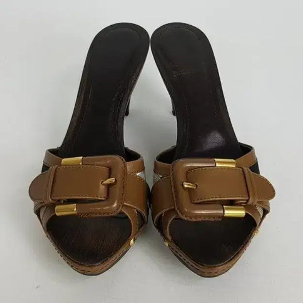[BUNJANG] Burberry Check Wood Mules / (정품)버버리 체크 우드 뮬