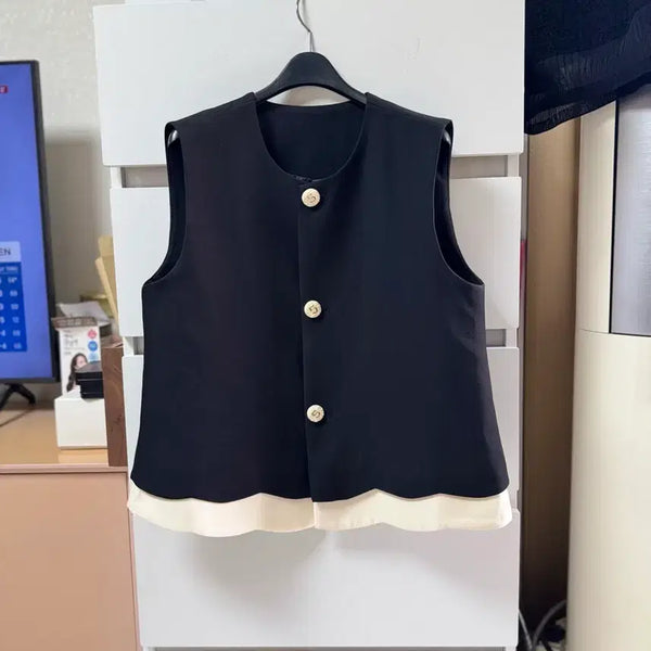 [BUNJANG] Shastyle Black & White Vest (M Size) / 샤스타일 블랙&화이트 조끼베스트(M사이즈)새상품