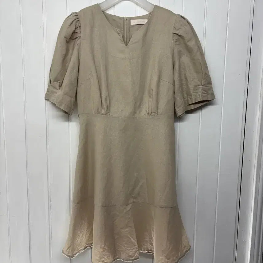 [BUNJANG] Twist Beige Half-Sleeve Midi Dress / 트위 베이지 반팔 원피스 55 ㅡ0703
