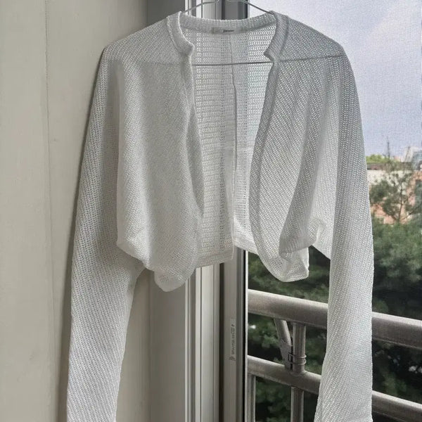 [BUNJANG] White Knit Bolero Cardigan / (새상품) 화이트 니트 볼레로 가디건