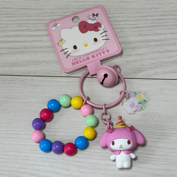 [BUNJANG] Sanrio My Melody & Hello Kitty 50th Anniversary Beaded Keychain / 마이멜로디/산리오 헬로키티 50주년 키링