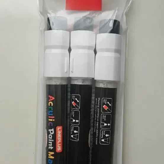 [BUNJANG] LINE PLUS Acrylic Paint Marker White 3-Pack / [새상품]라인플러스 아크릴 페인트 마커 화이트 3p