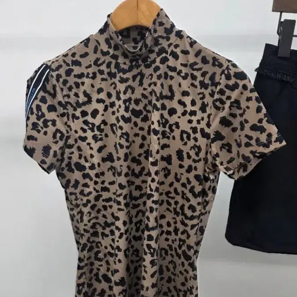 [BUNJANG] Master Bunny Edition Leopard Pattern Cool Touch High Neck Top / (@땡처리)버니 레오파드 패턴 냉감 하이넥 0(85)
