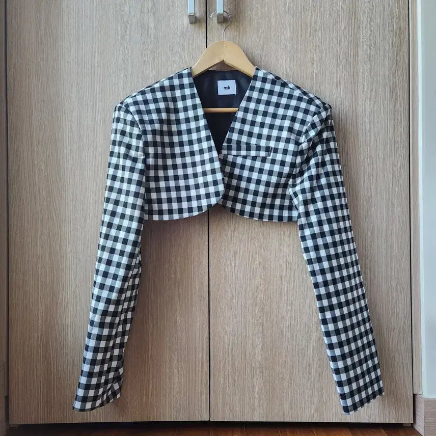 [BUNJANG] nob Check Bolero Jacket (Small Check Ver.) / nob 꼬미 체크 볼레로 자켓 (잔체크.ver)