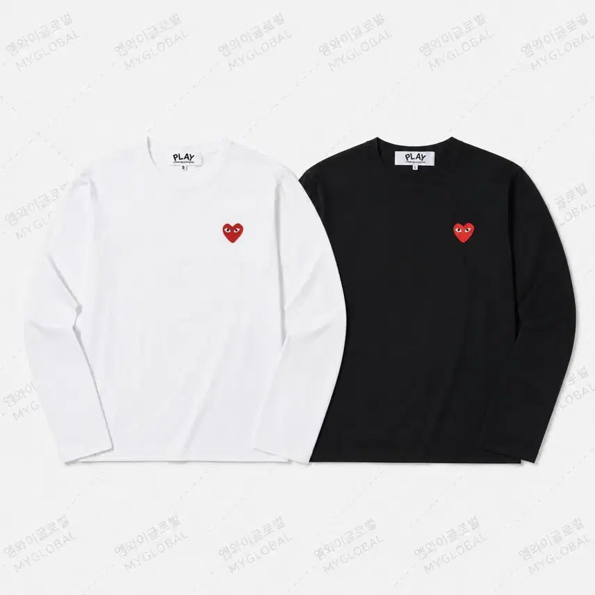 [BUNJANG] Comme des Garçons Long Sleeve T-shirt with Red Emblem / 정품/무료배송) 꼼데가르송 롱슬리브 레드와펜 , 블랙 화이트