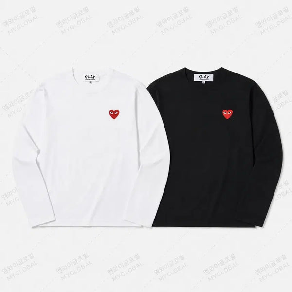 [BUNJANG] Comme des Garçons Long Sleeve T-shirt with Red Emblem / 정품/무료배송) 꼼데가르송 롱슬리브 레드와펜 , 블랙 화이트