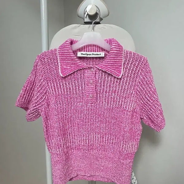 [BUNJANG] TheOpen Product Short Sleeve Knit Shine / 더오픈프로덕트 반팔 니트 샤인