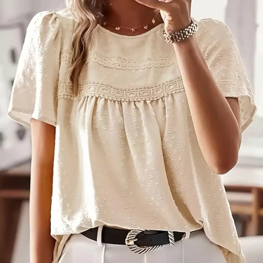 [BUNJANG] Ivory Lace Frill Sleeve Blouse (M) / 여성스런 레이스 블라우스 .새상품