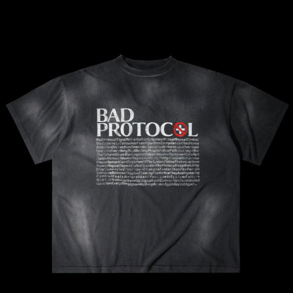 [BUNJANG] RAR Bad Protocol Semi-Crop Round T-Shirt - Dusty Charcoal / [1] 랄 RAR 배드 프로토콜 세미크롭 라운드 티셔츠_더스티 차콜
