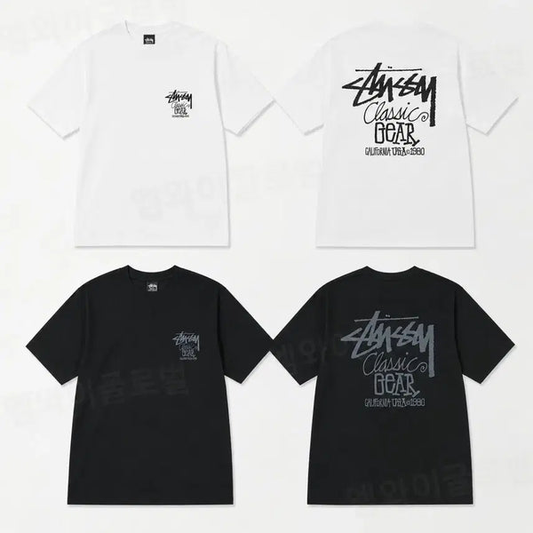 [BUNJANG] Stussy Classic Gear T-Shirt Black White / 정품/무료배송) 스 투 시 클래식기어 반팔 , 블랙 화이트