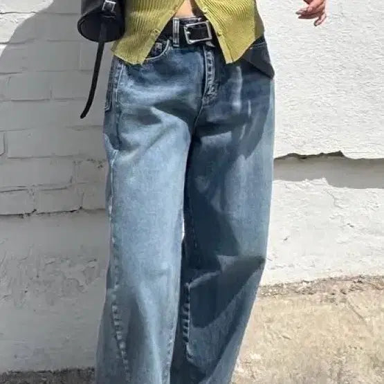 [BUNJANG] D2 Vintage Balloon Wide Cut Denim Pants (M) / D2 빈티지 벌룬 와이드 절개 데님 팬츠 (M)새상품