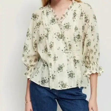 [BUNJANG] Atelier Vanessa Bruno Floral Ruffle Blouse / 아떼바네사브루노 꽃무늬 프릴 블라우스