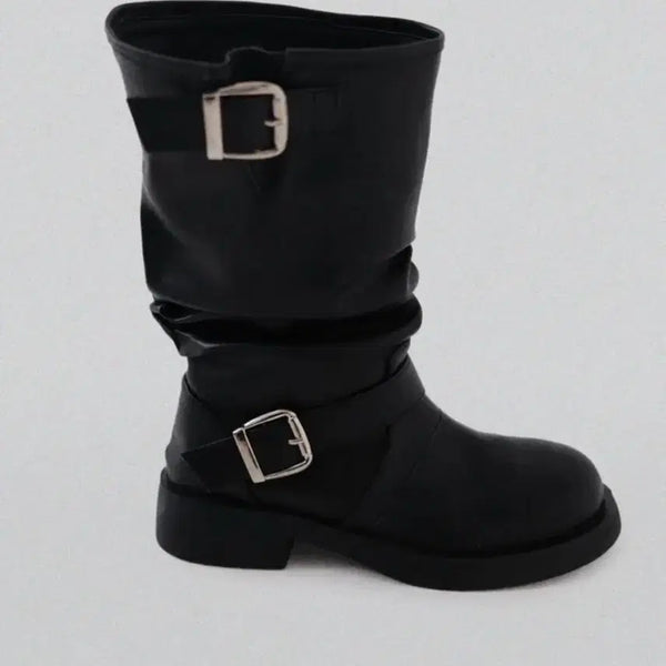 [BUNJANG] Autumn Shirring Buckle Boots / 어텀 셔링버클부츠