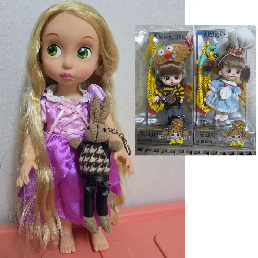 [BUNJANG] Disney Baby Doll Rapunzel & Mini Articulated Doll Set / 디즈니베이비돌 라푼젤 + 미니관절인형 2개