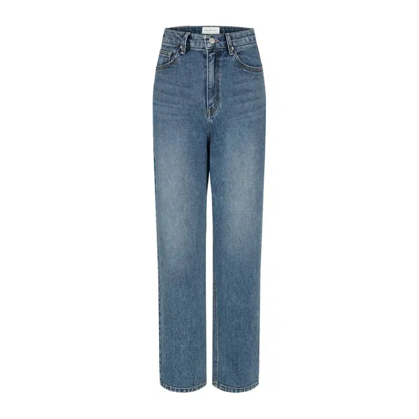 [BUNJANG] KINDER SALMON Classic Straight Fit High-Waisted Denim Jeans / 킨더살몬 청바지
