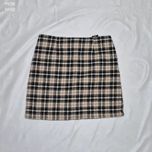 [BUNJANG] Vintage Check Pattern Skirt Beige / 교환 빈티지 체크 패턴 스커트 베이지 (하객룩 피로연 상견례 원피스