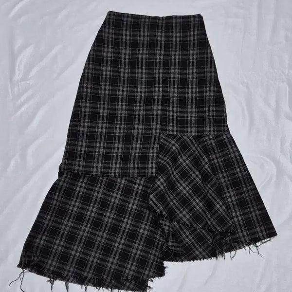 [BUNJANG] Vintage Check Pattern Long Skirt / 교환 빈티지 체크 패턴 롱 스커트 (하객룩 피로연 상견례 원피스